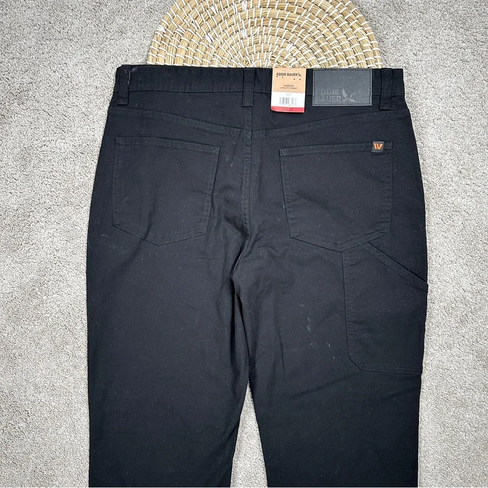 NWOT Eddie Bauer Men’s Canvas Utility Stretch Pants Rugged Workwear Black 34X30